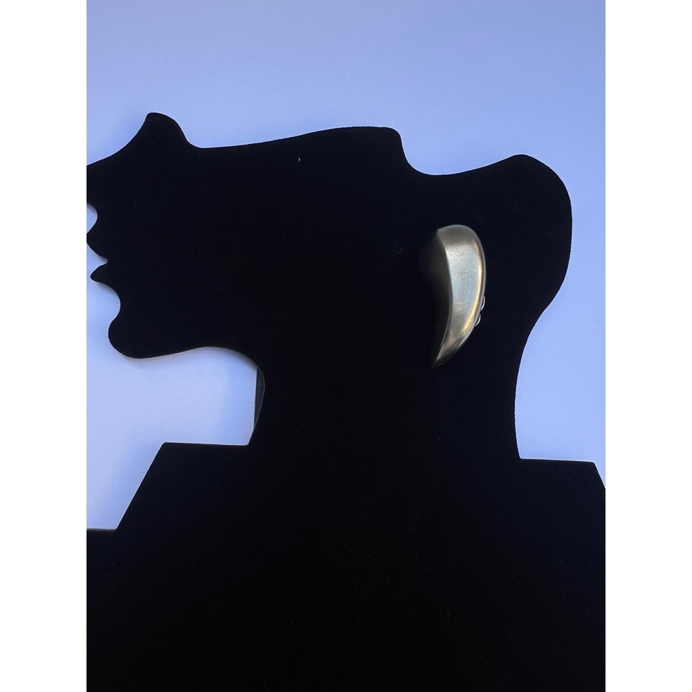 Vintage Givenchy Clip On Earrings Silver Claw Tooth Shaped Statement - Picture 7 of 8